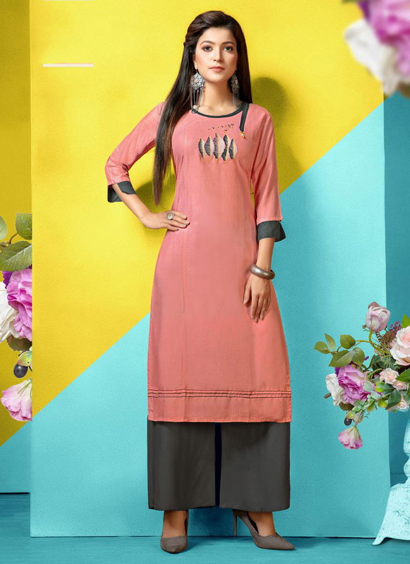 Hayat Latest Designer Rayon Top Hand Work Plazo Kurti Collection 001-008